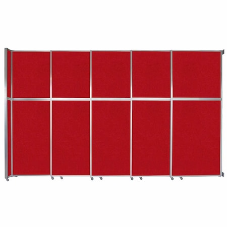 Versare Operable Wall Sliding Room Divider 15'7" x 10'3/4" Red Fabric 1072527-1